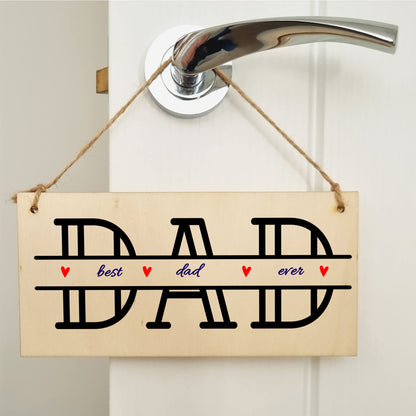 The Plum Penguin Handmade Wooden Hanging Wall Plaque Best Dad Ever Monogram Style Office Man Cave Sign