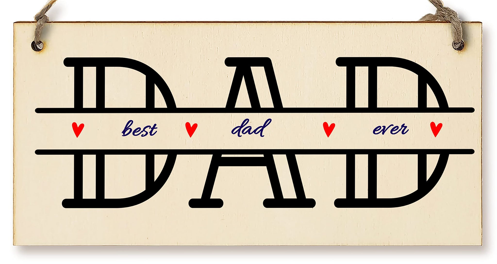 The Plum Penguin Handmade Wooden Hanging Wall Plaque Best Dad Ever Monogram Style Office Man Cave Sign