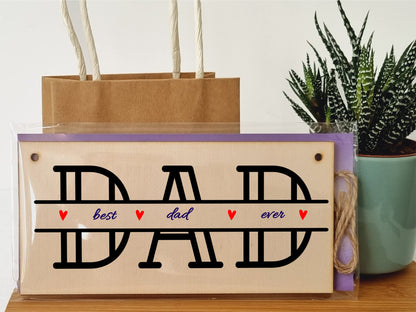 The Plum Penguin Handmade Wooden Hanging Wall Plaque Best Dad Ever Monogram Style Office Man Cave Sign