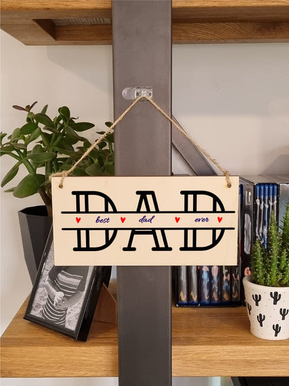 The Plum Penguin Handmade Wooden Hanging Wall Plaque Best Dad Ever Monogram Style Office Man Cave Sign