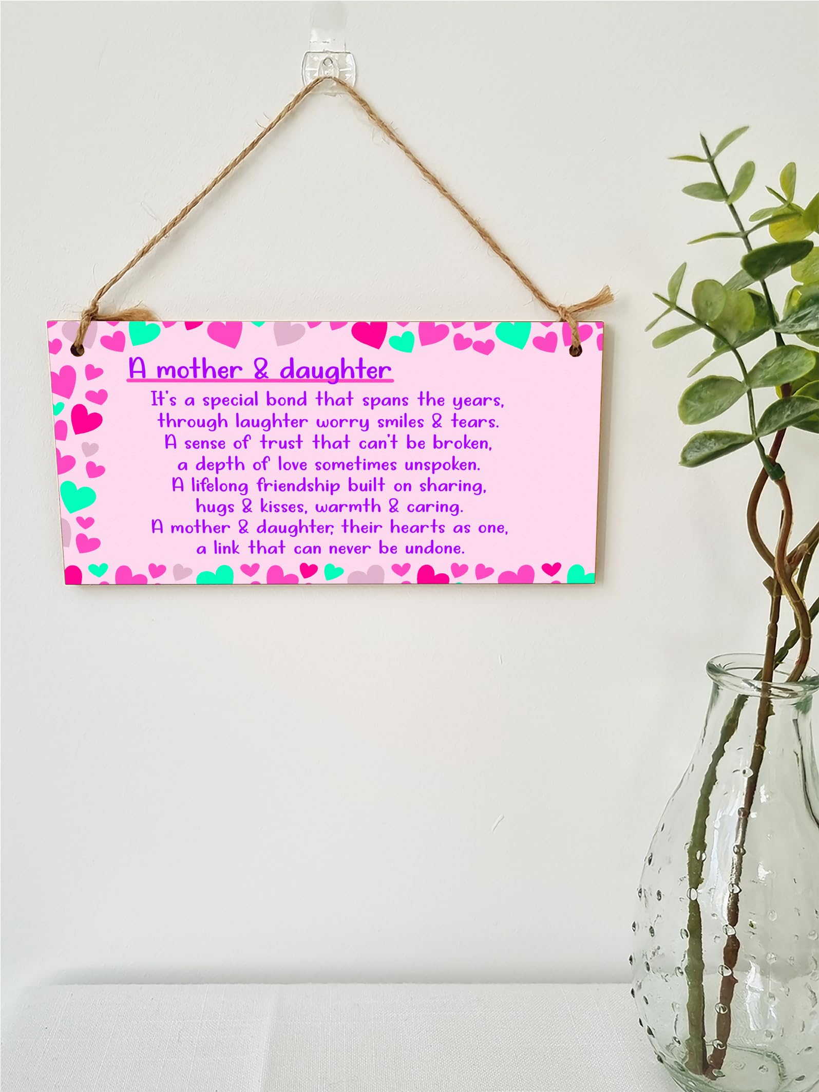 Mother and Daughter Special Bond Decorative Sign for Mums Mother's Day Handmade Wooden Hanging Wall Plaque Gift