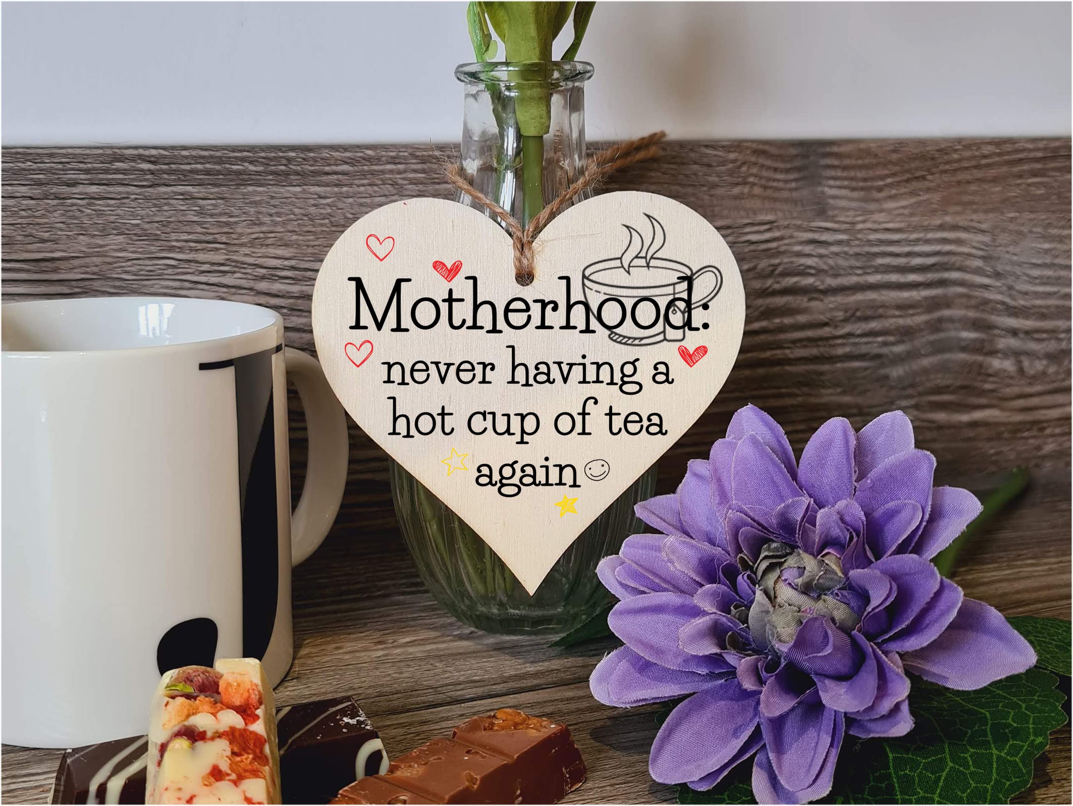 Handmade Wooden Hanging Heart Plaque Gift for Mum Funny Gift about Motherhood