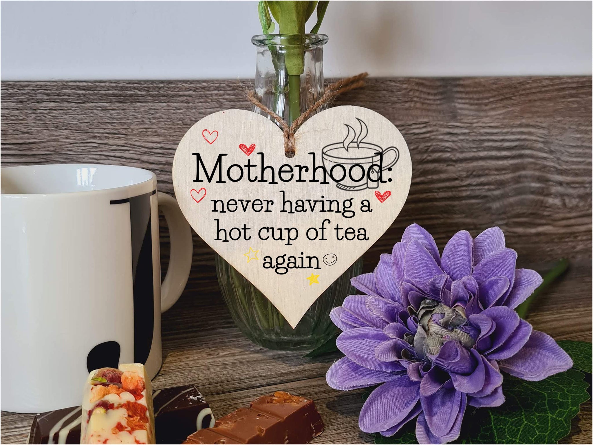 Handmade Wooden Hanging Heart Plaque Gift for Mum Funny Gift about Motherhood