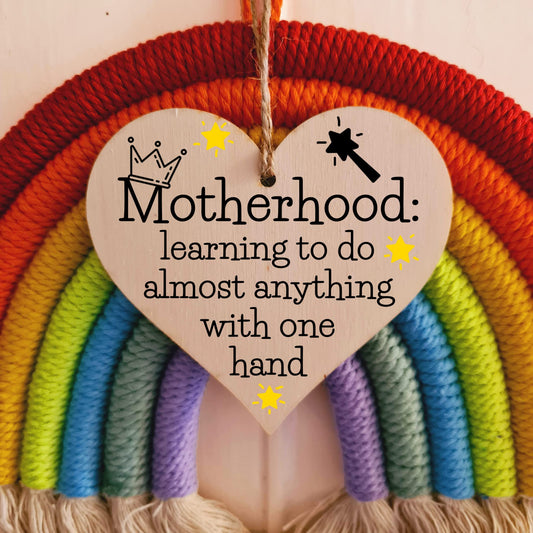 Handmade Wooden Hanging Heart Plaque Gift for Mum Funny Gift about Motherhood