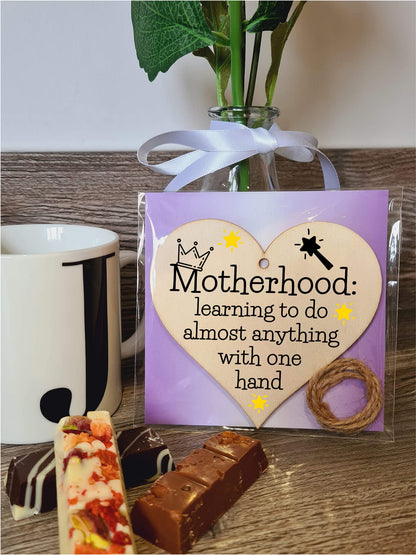 Handmade Wooden Hanging Heart Plaque Gift for Mum Funny Gift about Motherhood