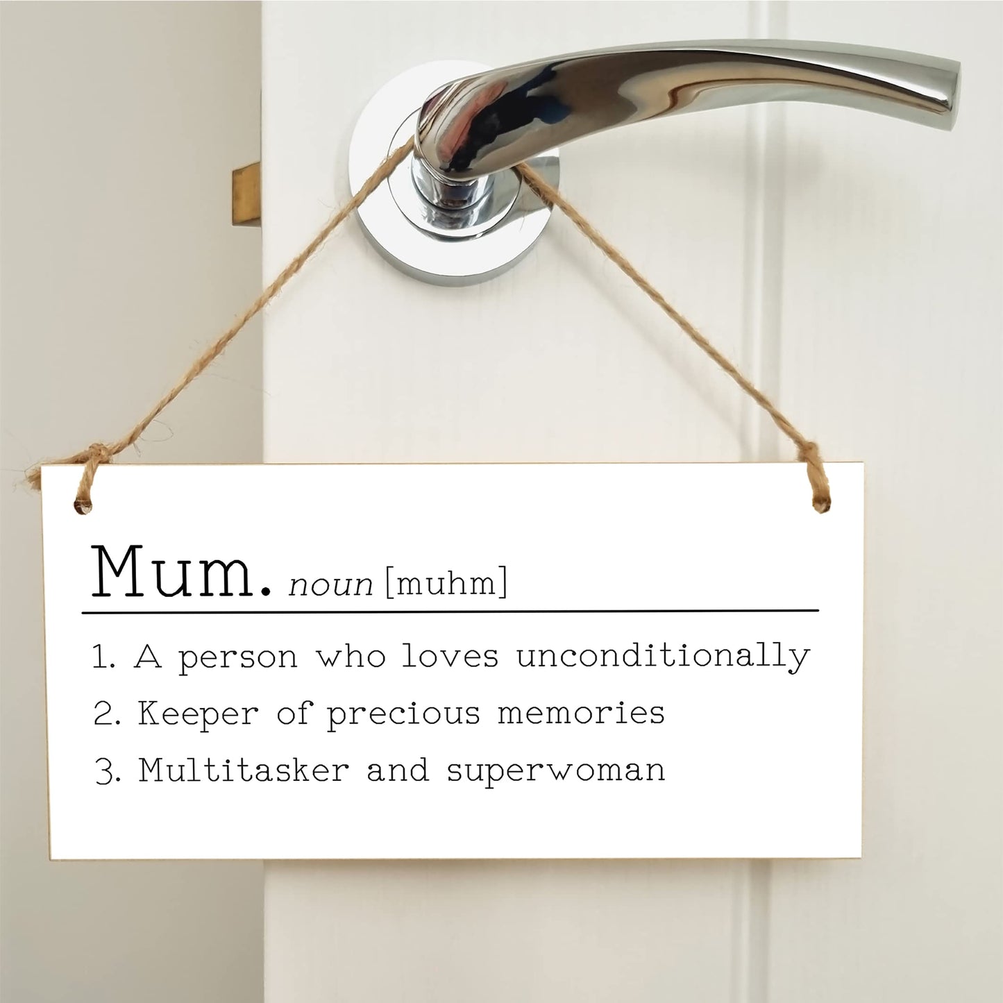 The Plum Penguin Handmade Wooden Hanging Wall Plaque Mum Loves Unconditionally Superwoman Dictionary Style Gift Sign mother's Day