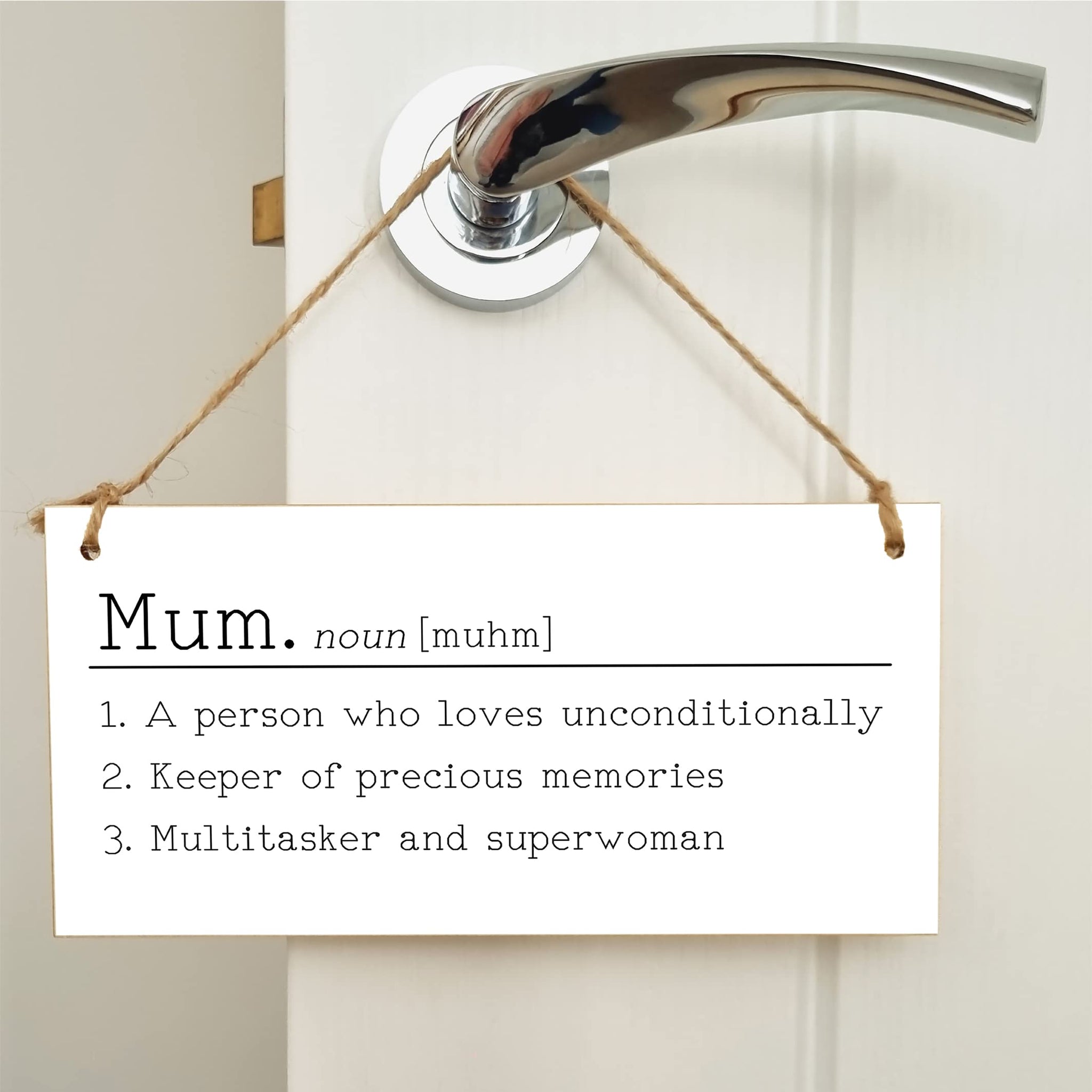 The Plum Penguin Handmade Wooden Hanging Wall Plaque Mum Loves Unconditionally Superwoman Dictionary Style Gift Sign mother's Day