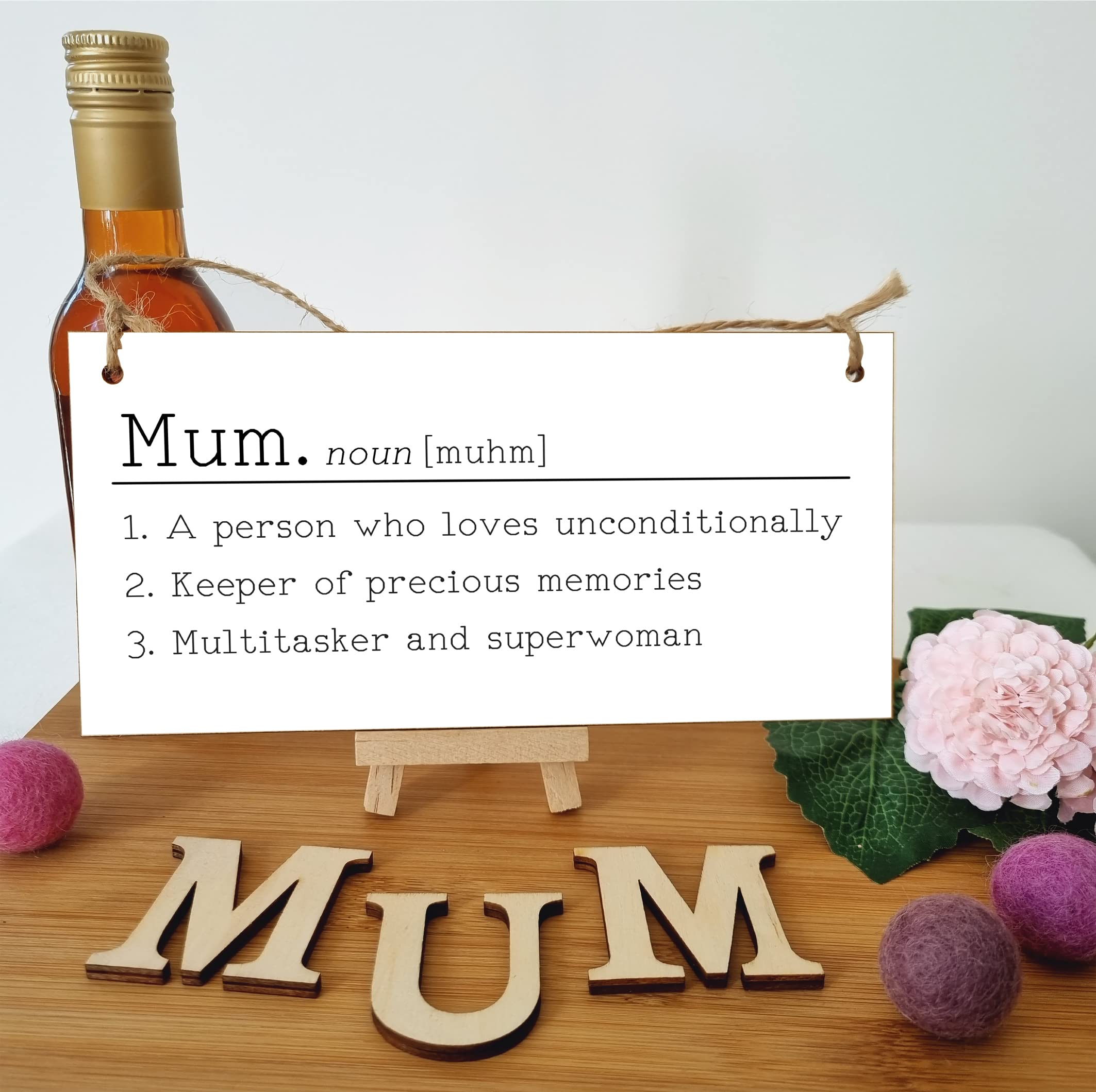 The Plum Penguin Handmade Wooden Hanging Wall Plaque Mum Loves Unconditionally Superwoman Dictionary Style Gift Sign mother's Day