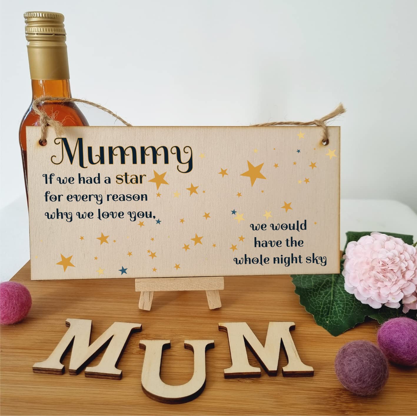 The Plum Penguin Handmade Wooden Hanging Wall Plaque Mum Stars Reasons We Love You Sentimental Gift Sign Mother's Day
