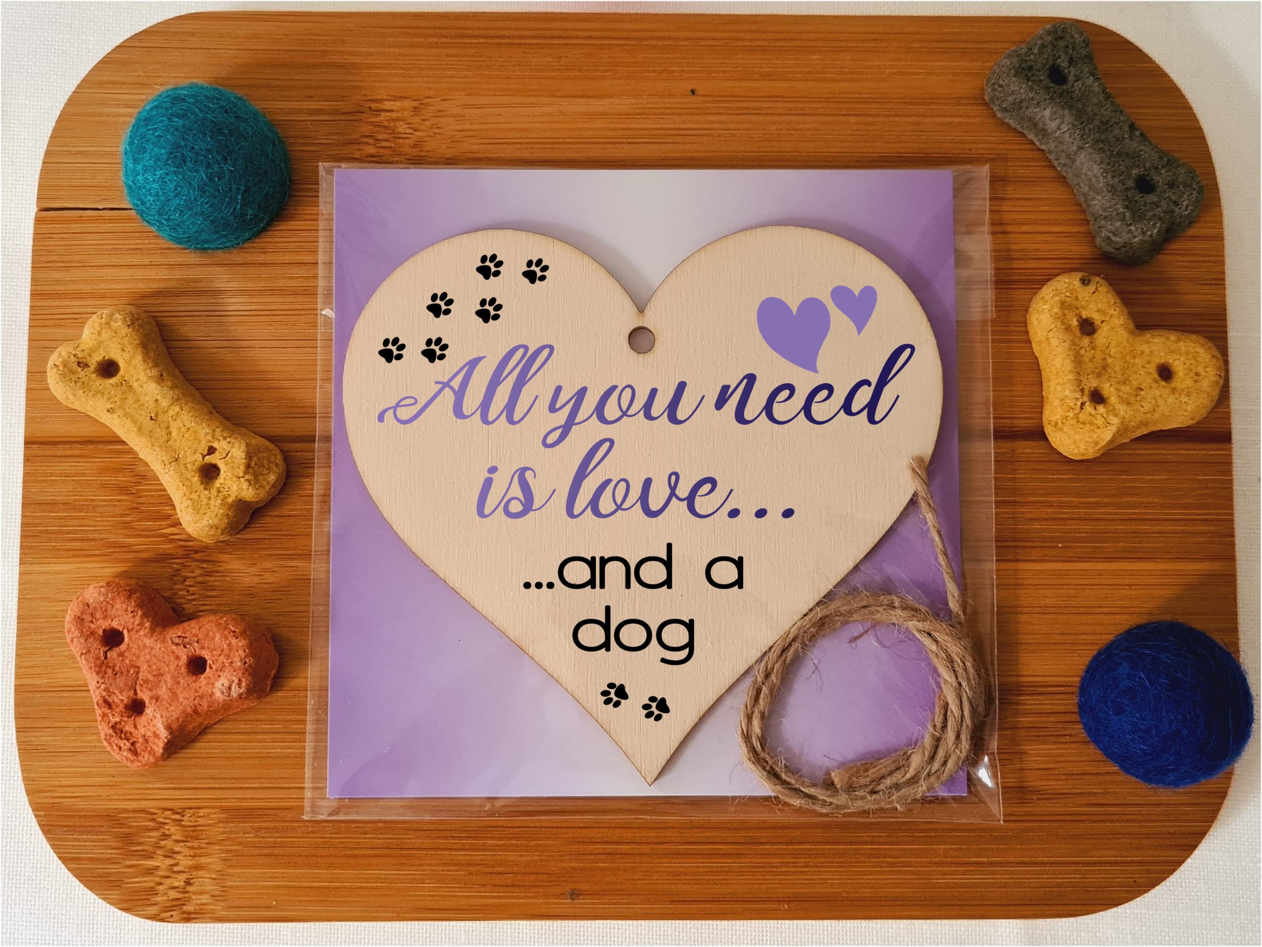 Handmade Wooden Hanging Heart Plaque Gift for Dog Lovers Novelty Funny Keepsake