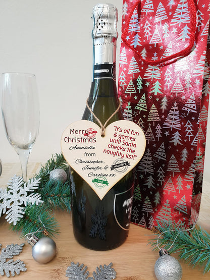 Handmade Christmas Hanging Wooden Heart Plaque Decoration Gift to wish someone special a merry xmas novelty fun festive bauble