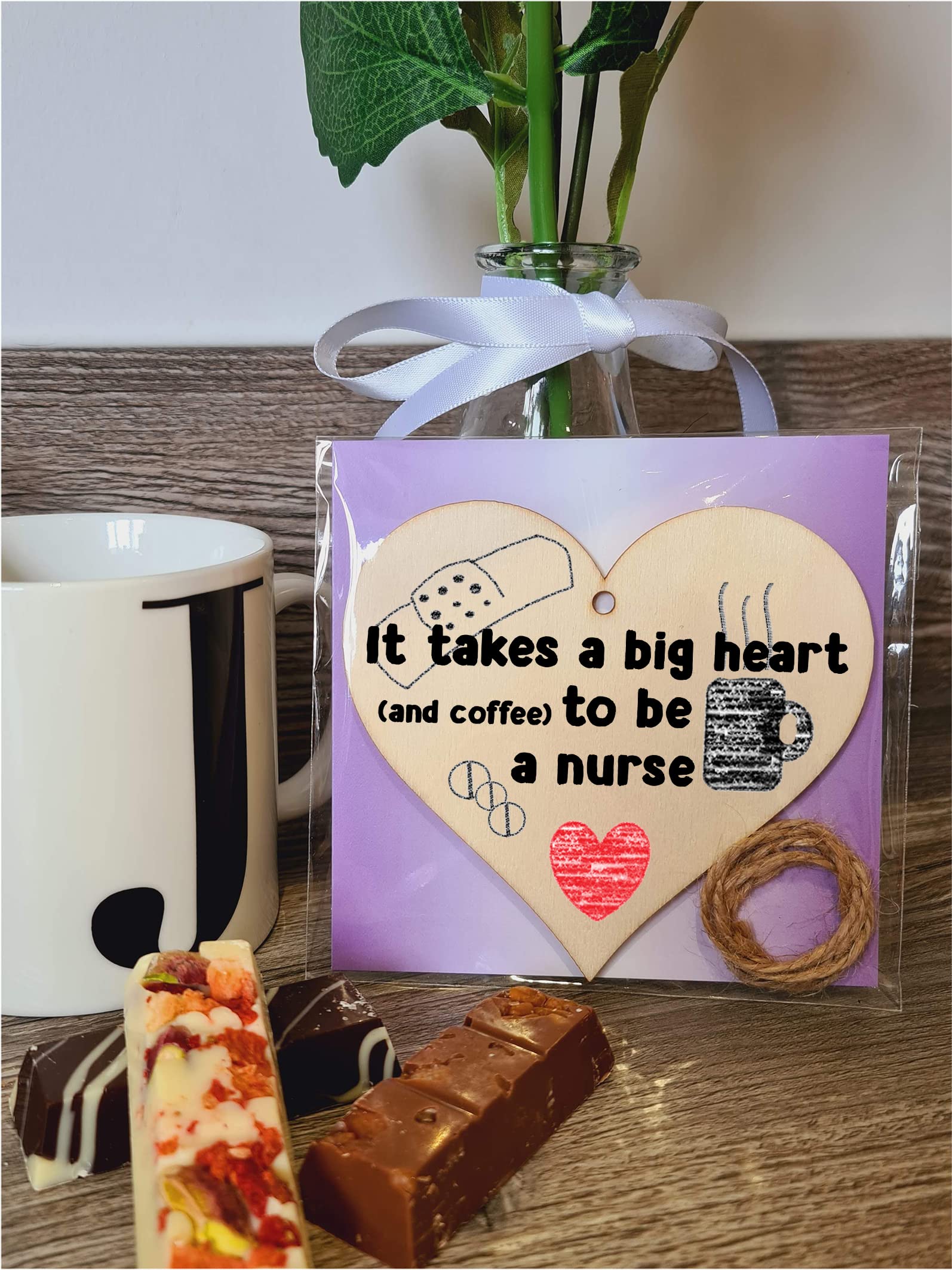 Handmade Wooden Hanging Heart Plaque Gift for a Great Nurse Funny Thank You Keepsake