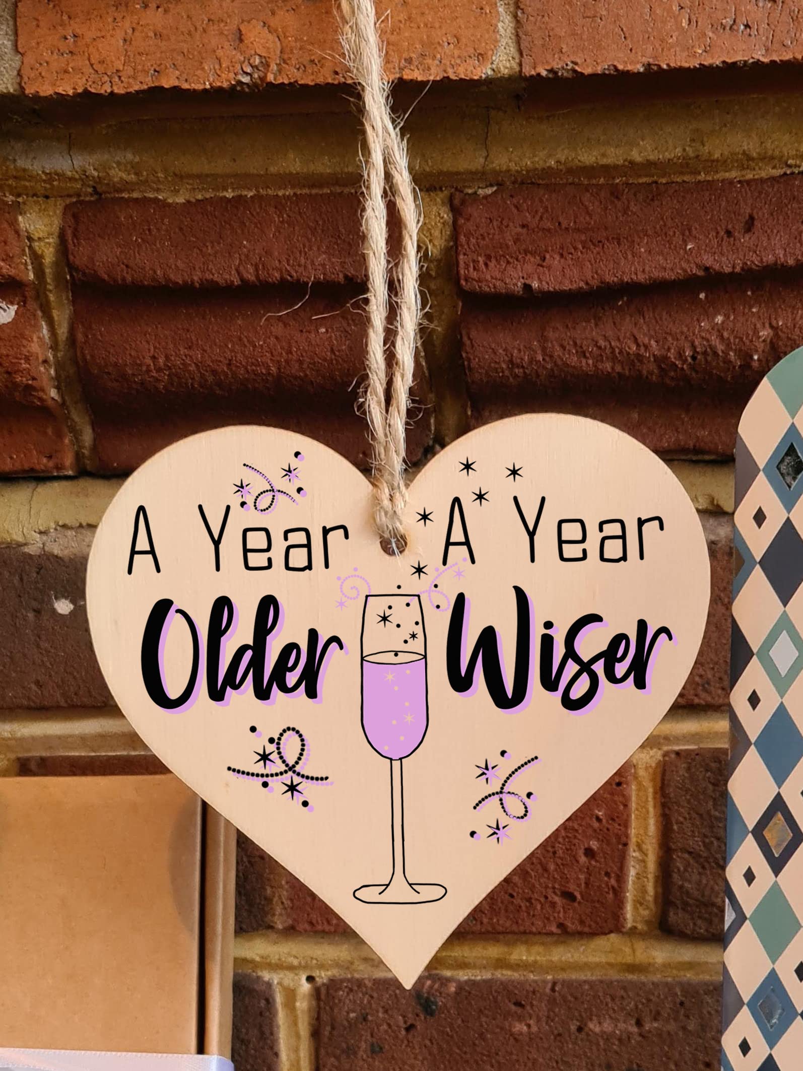 Handmade Wooden Hanging Heart Plaque Gift for Someone Special Happy Birthday Keepsake