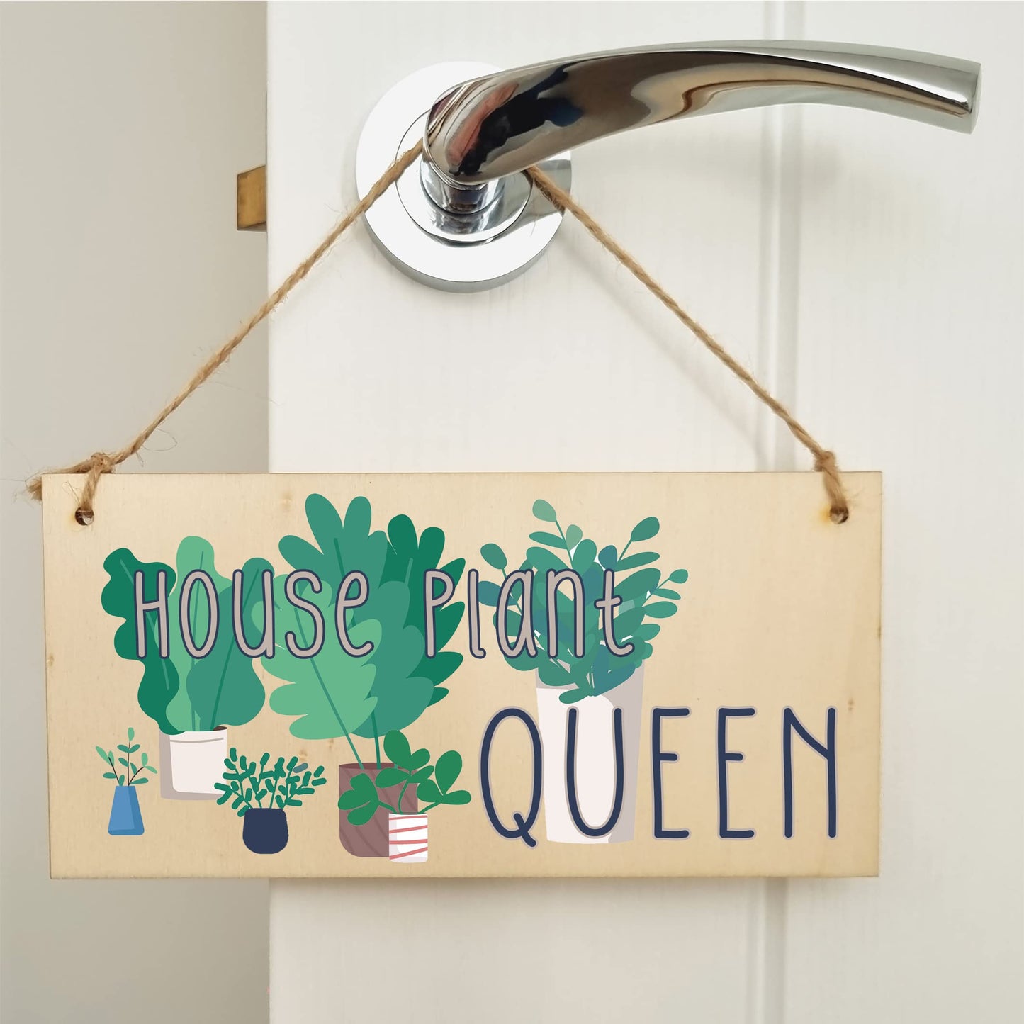 The Plum Penguin Handmade Wooden Hanging Wall Plaque House Plant Queen Funny House Plant Decorative Sign Friendship Mum Sister Gift