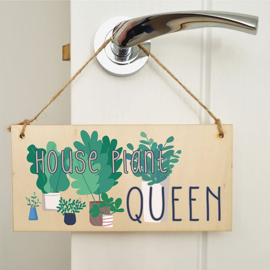 The Plum Penguin Handmade Wooden Hanging Wall Plaque House Plant Queen Funny House Plant Decorative Sign Friendship Mum Sister Gift