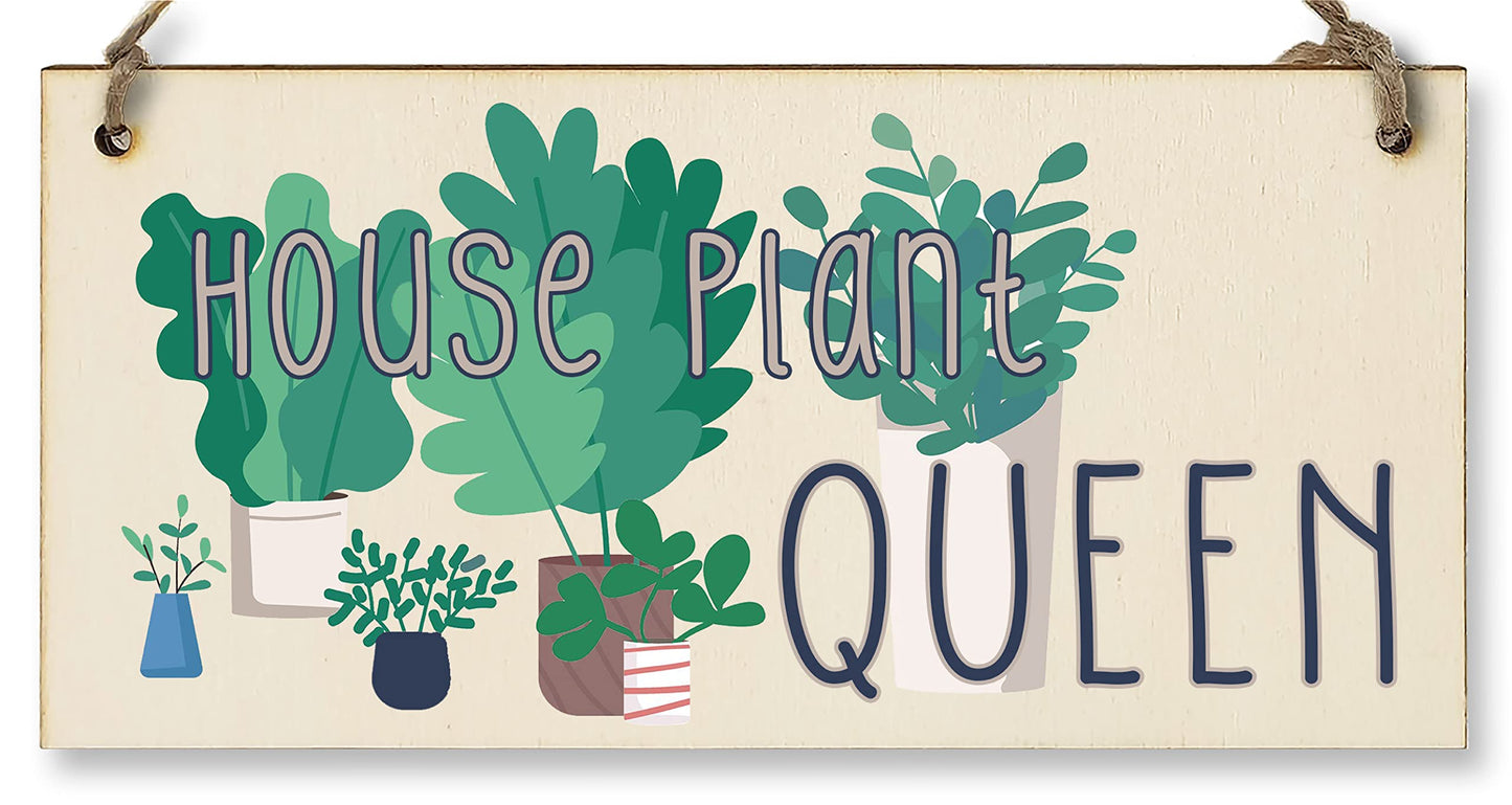 The Plum Penguin Handmade Wooden Hanging Wall Plaque House Plant Queen Funny House Plant Decorative Sign Friendship Mum Sister Gift