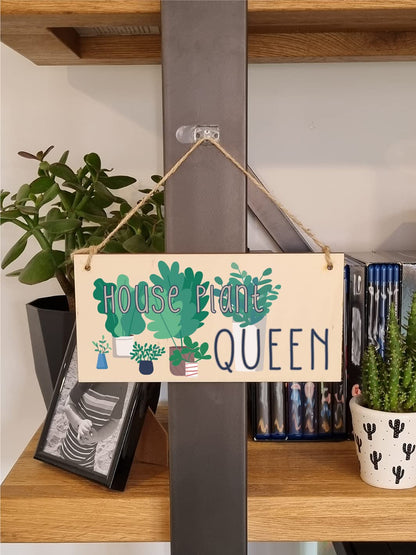 The Plum Penguin Handmade Wooden Hanging Wall Plaque House Plant Queen Funny House Plant Decorative Sign Friendship Mum Sister Gift