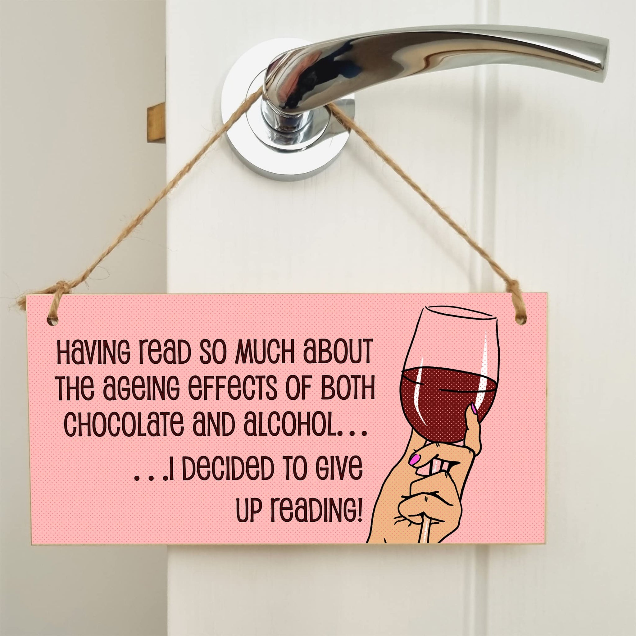 The Plum Penguin Handmade Wooden Hanging Wall Plaque Read About Ageing Effects of Alcohol Give Up Reading Funny Novelty Wine Lovers
