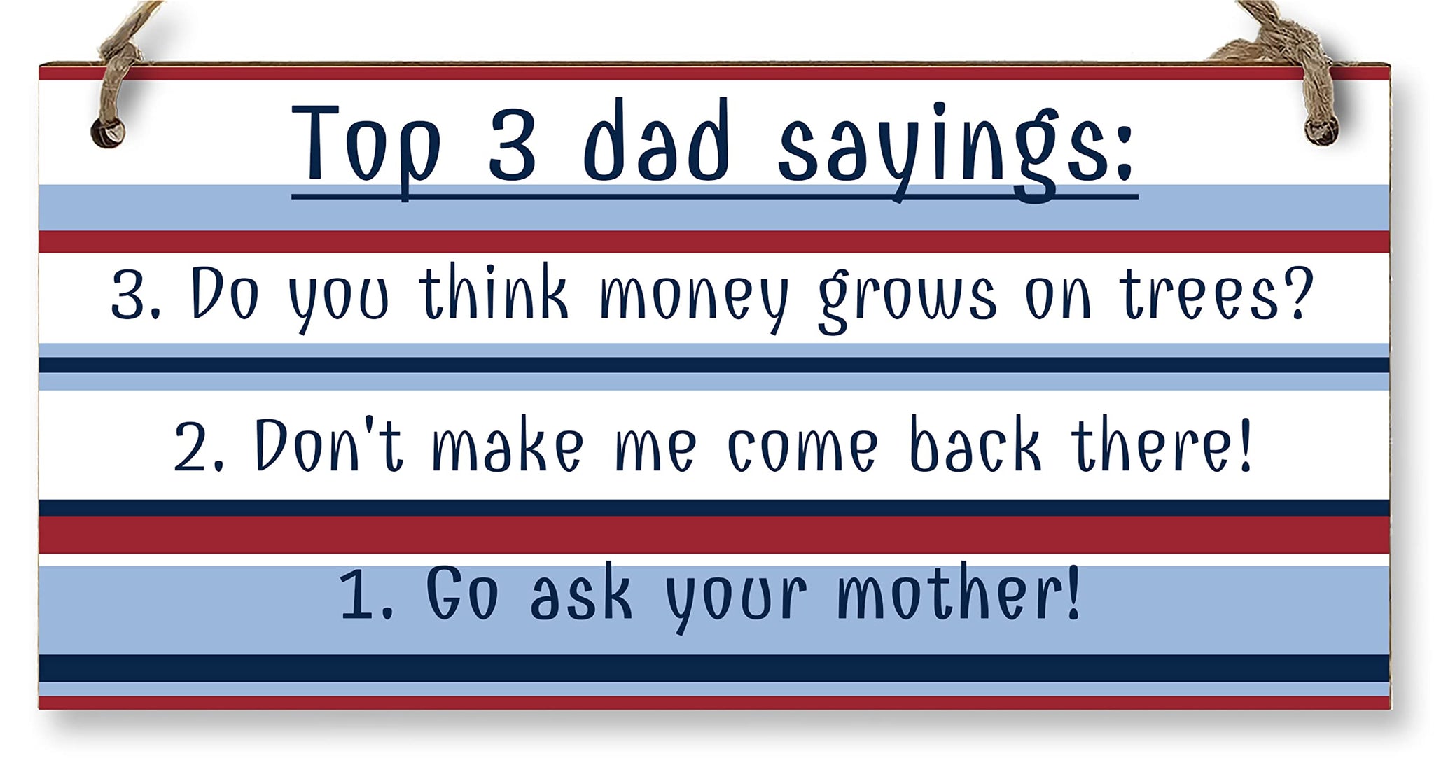 The Plum Penguin Handmade Wooden Hanging Wall Plaque Top 3 Dad Sayings Go Ask Your Mother Novelty Sign