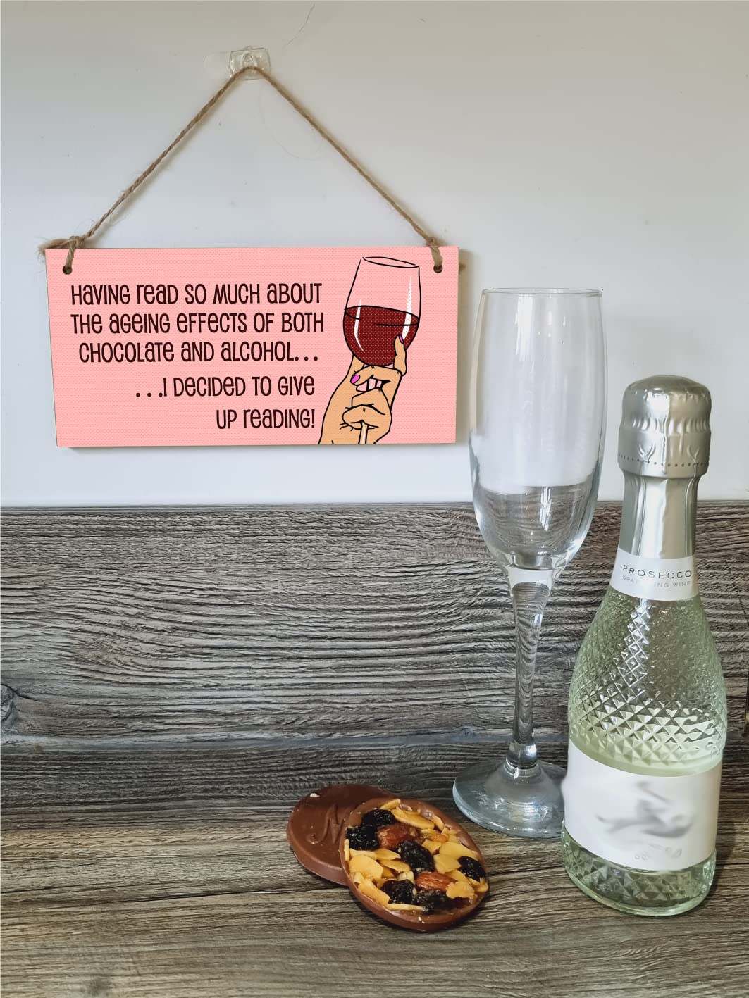 The Plum Penguin Handmade Wooden Hanging Wall Plaque Read About Ageing Effects of Alcohol Give Up Reading Funny Novelty Wine Lovers