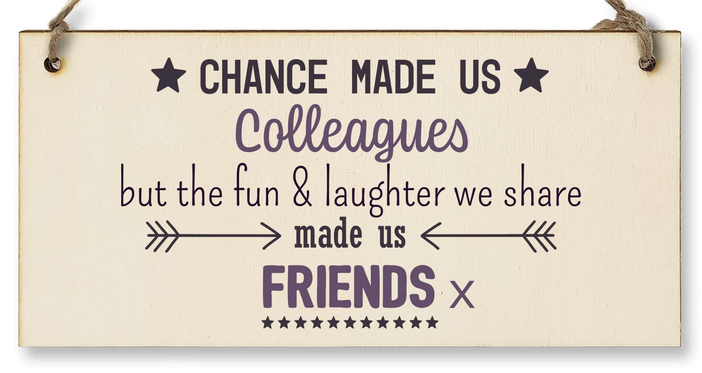 The Plum Penguin Handmade Wooden Hanging Wall Plaque Chance Made Us Colleagues Fun and Laughter Friends Workmate Leaving Gift