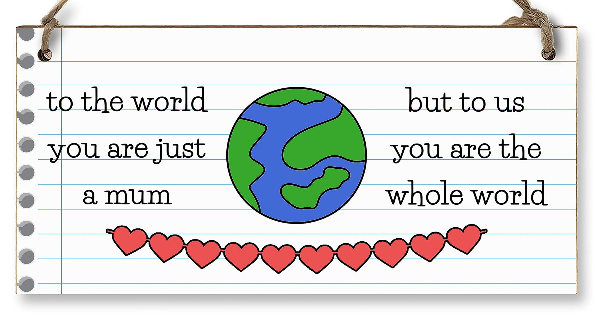 Handmade Wooden Hanging Wall Plaque To the World Just a Mum To Us the World Sentimental Gift Sign Mother's Day