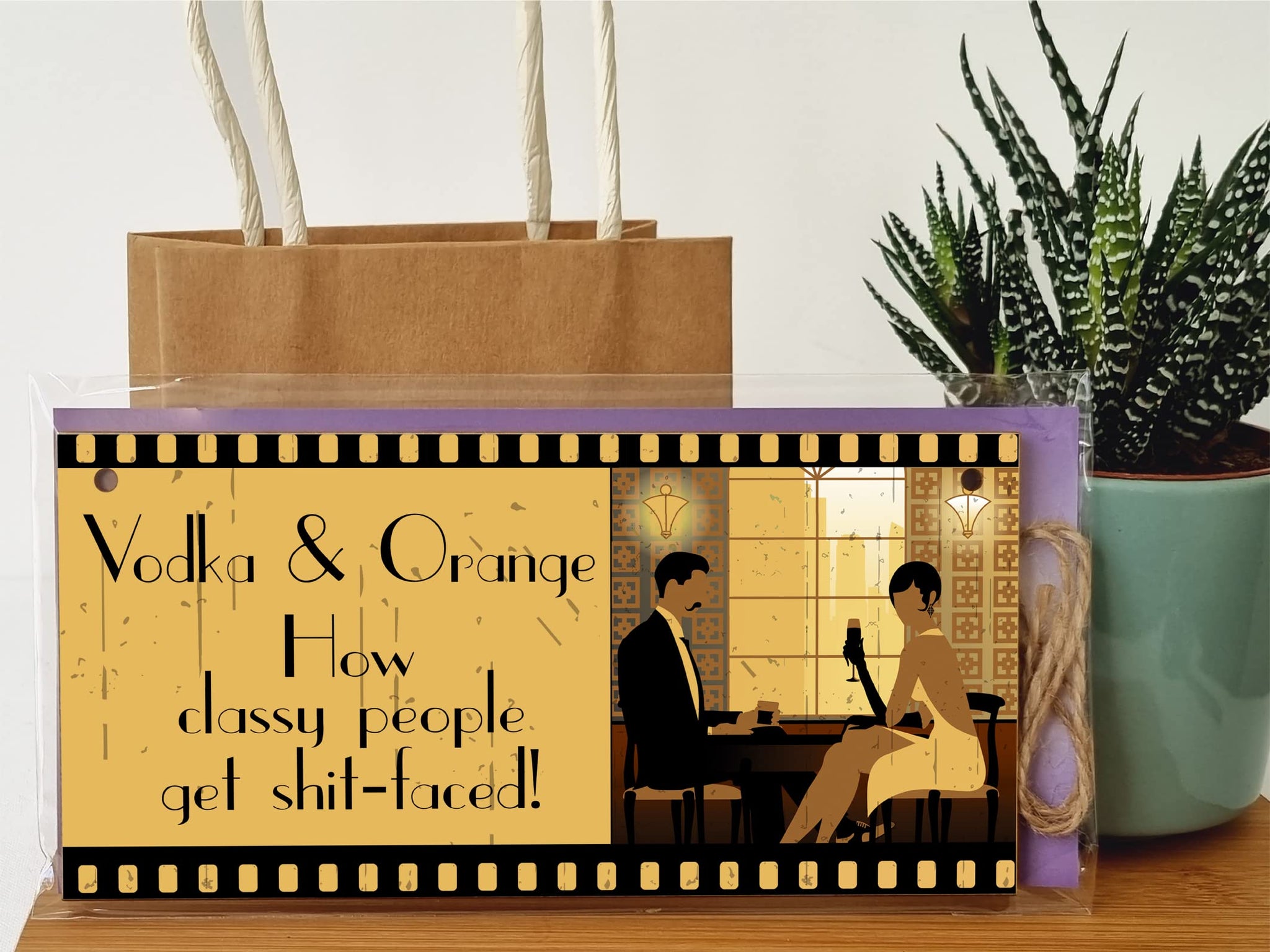 The Plum Penguin Handmade Wooden Hanging Wall Plaque Vodka and How Classy People Get Drunk Pun Novelty Sign for Home Bar Kitchen