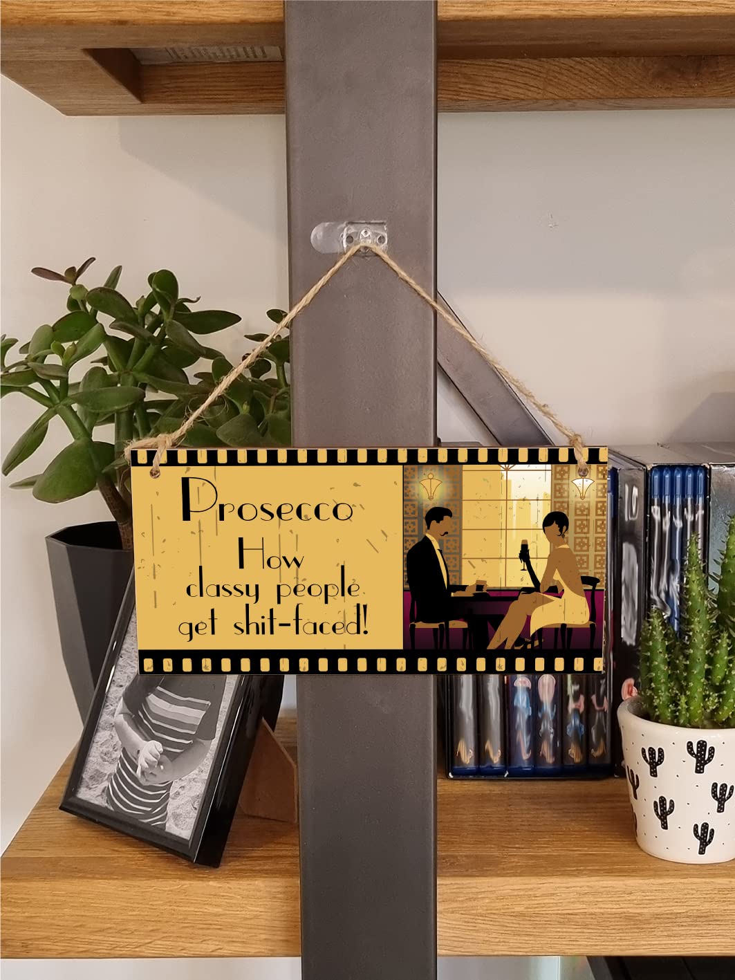 The Plum Penguin Handmade Wooden Hanging Wall Plaque Prosecco How Classy People Get Drunk Pun Novelty Sign for Home Bar Kitchen