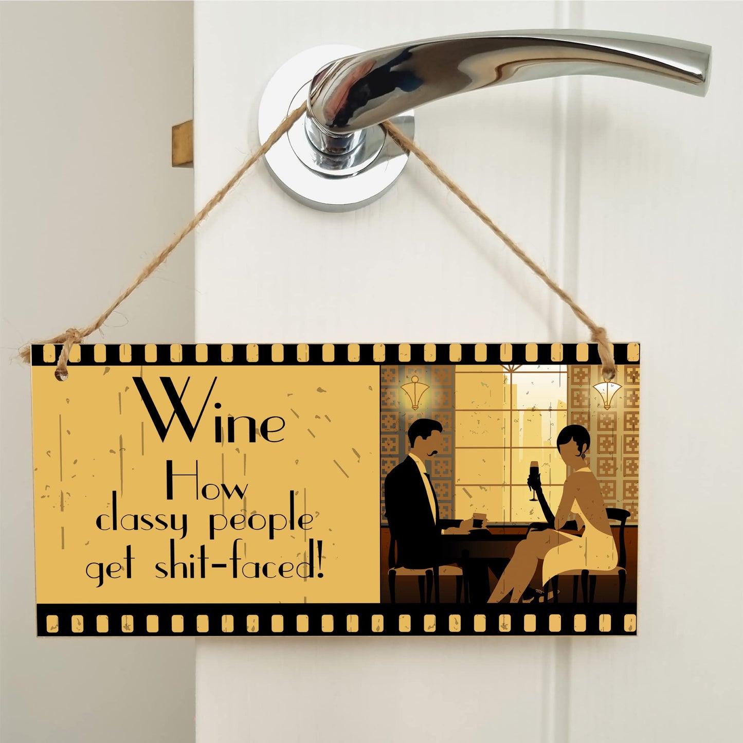 The Plum Penguin Handmade Wooden Hanging Wall Plaque Wine How Classy People Get Drunk Pun Novelty Sign for Home Bar Kitchen