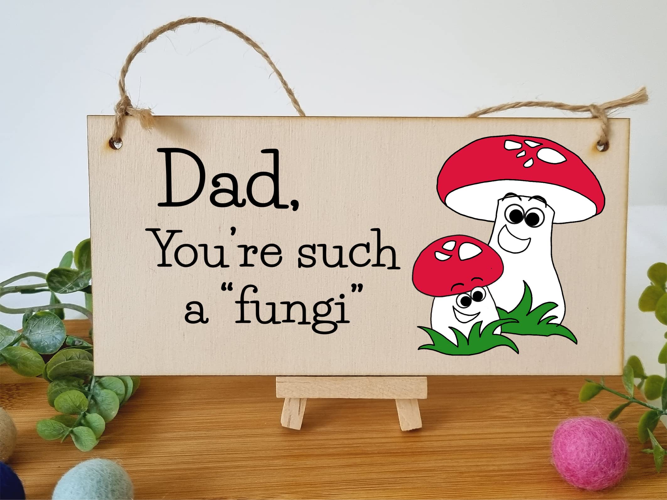 The Plum Penguin Handmade Wooden Hanging Wall Plaque Dad You're Such a Fun Guy Fungi Joke Pun Novelty Sign for a Man Cave