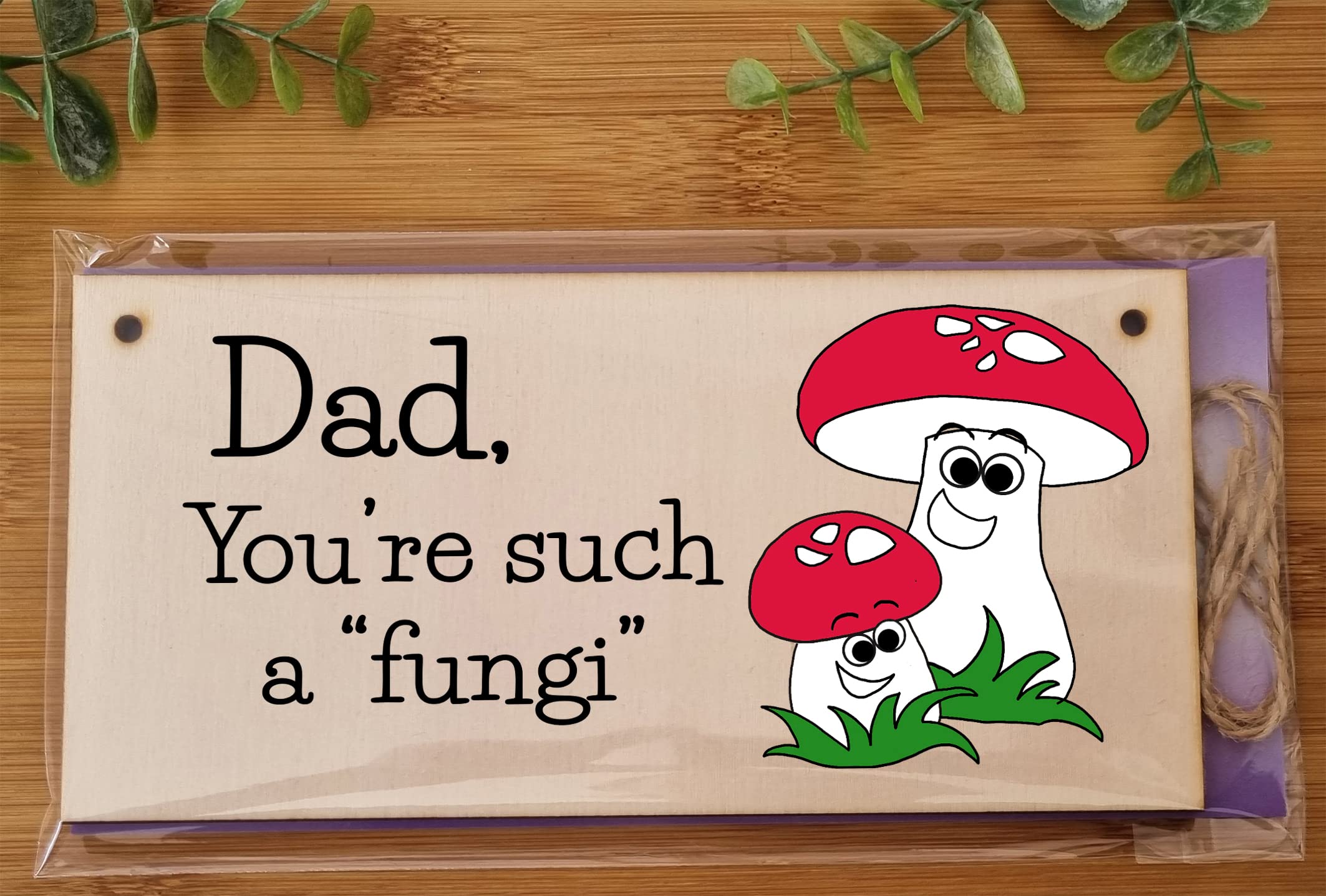 The Plum Penguin Handmade Wooden Hanging Wall Plaque Dad You're Such a Fun Guy Fungi Joke Pun Novelty Sign for a Man Cave