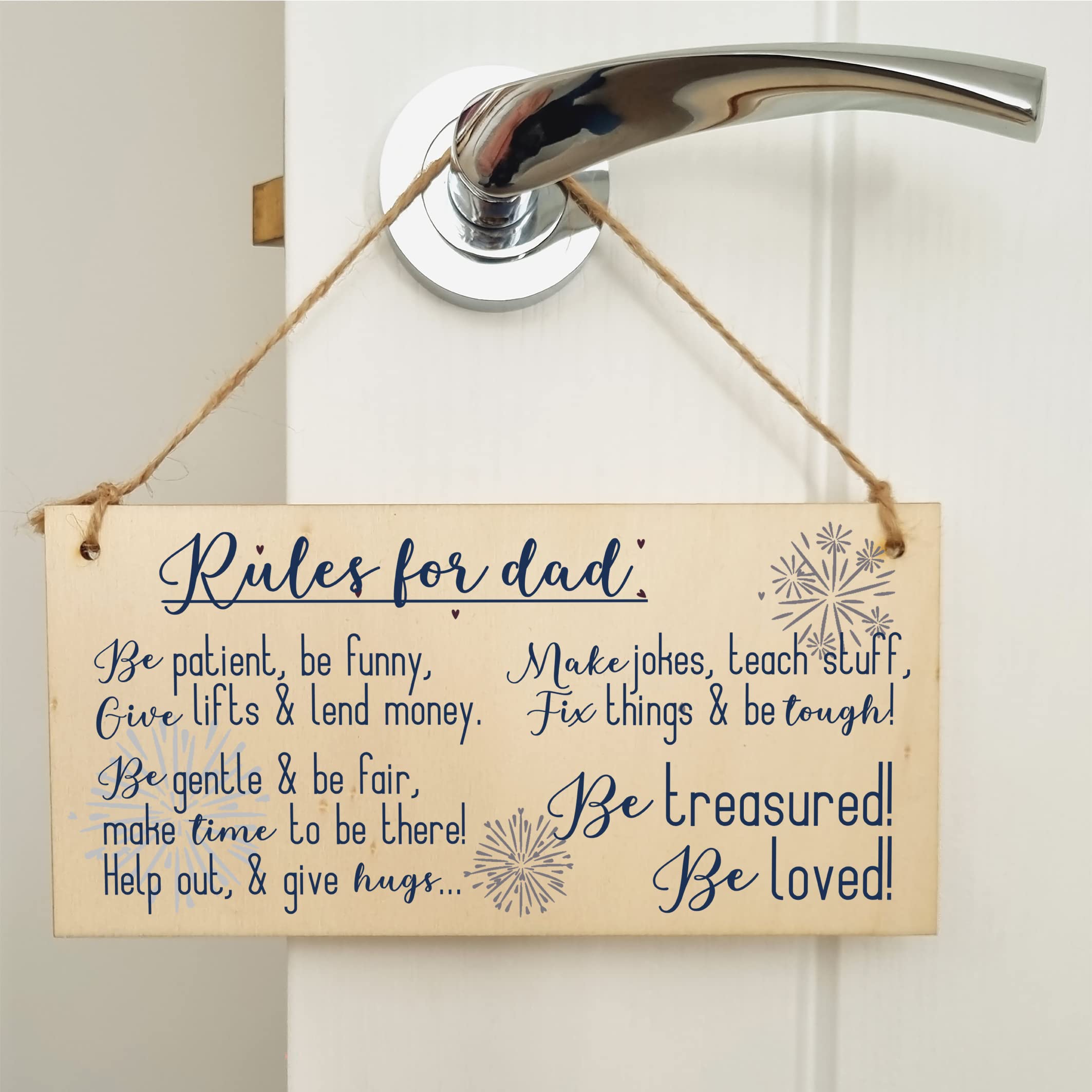 The Plum Penguin Handmade Wooden Hanging Wall Plaque Rules For Dads Be Patient Sentimental Funny Sign