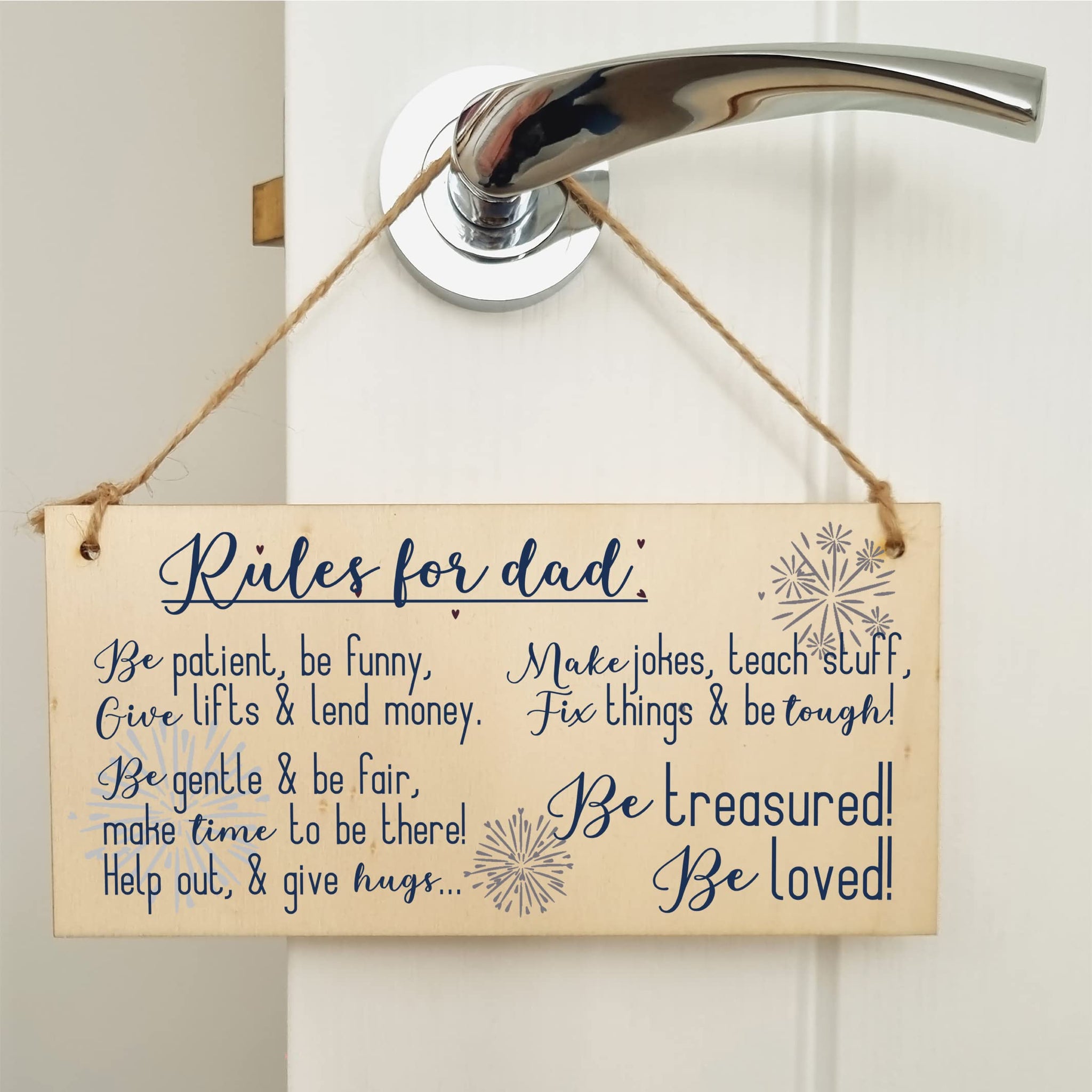 The Plum Penguin Handmade Wooden Hanging Wall Plaque Rules For Dads Be Patient Sentimental Funny Sign