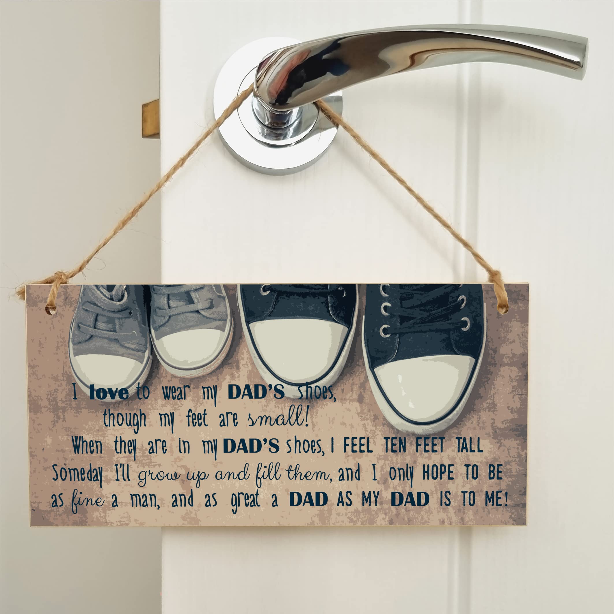 The Plum Penguin Handmade Wooden Hanging Wall Plaque Wear My Dad's Shoes Great Dad To Me Sentimental Sign