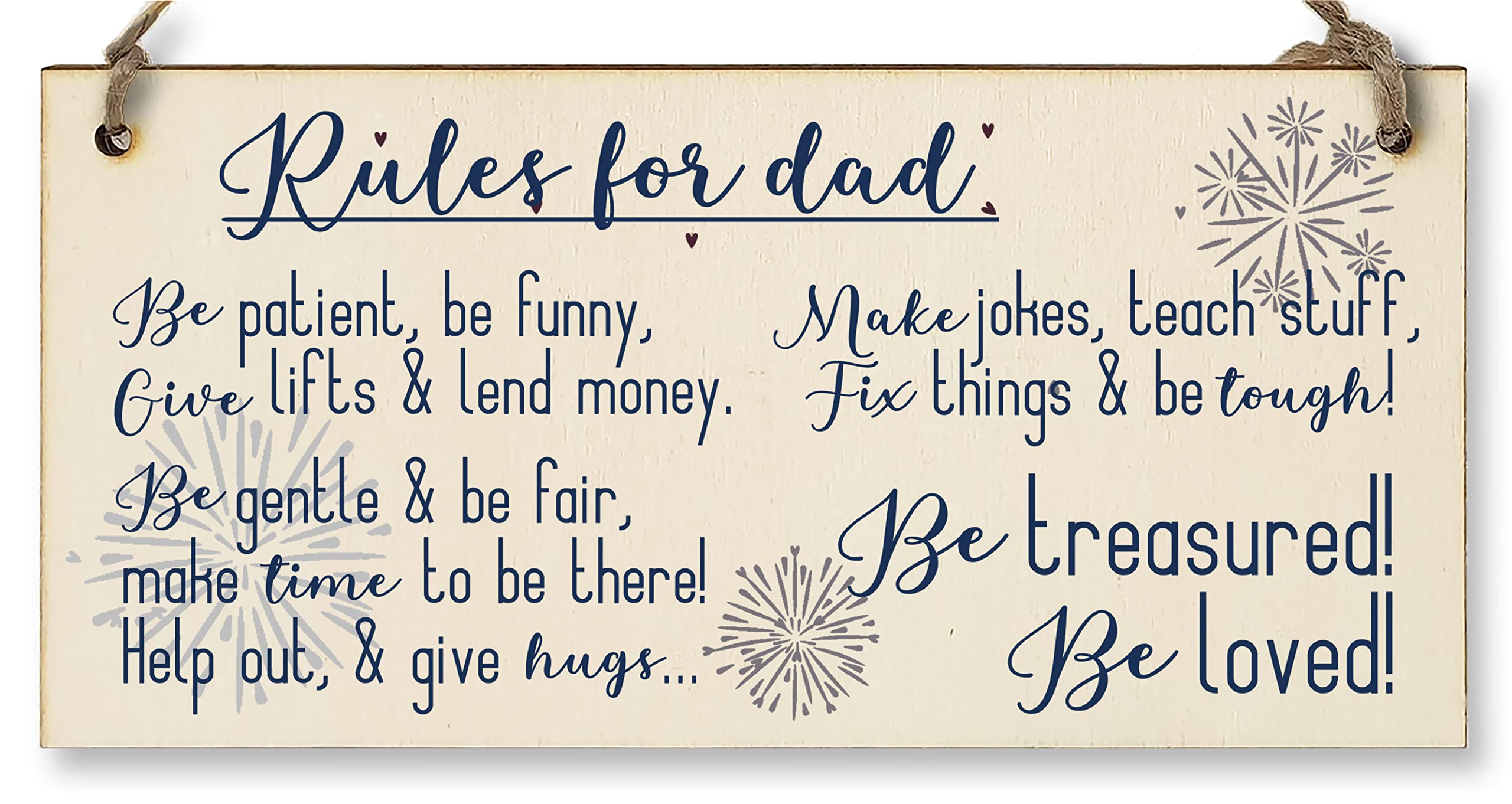 The Plum Penguin Handmade Wooden Hanging Wall Plaque Rules For Dads Be Patient Sentimental Funny Sign