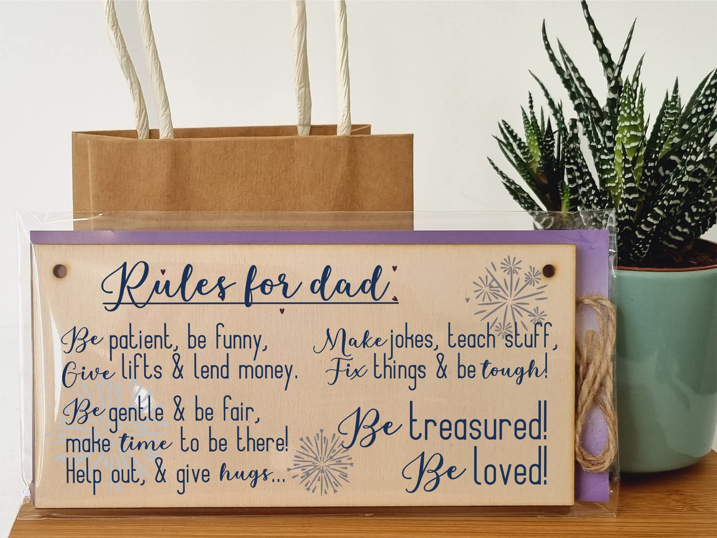 The Plum Penguin Handmade Wooden Hanging Wall Plaque Rules For Dads Be Patient Sentimental Funny Sign