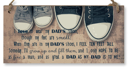 The Plum Penguin Handmade Wooden Hanging Wall Plaque Wear My Dad's Shoes Great Dad To Me Sentimental Sign