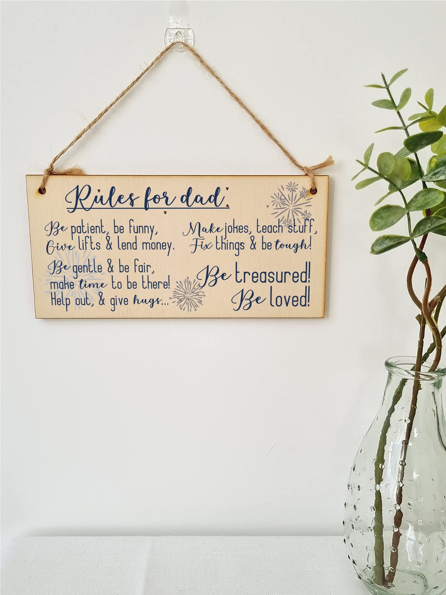 The Plum Penguin Handmade Wooden Hanging Wall Plaque Rules For Dads Be Patient Sentimental Funny Sign