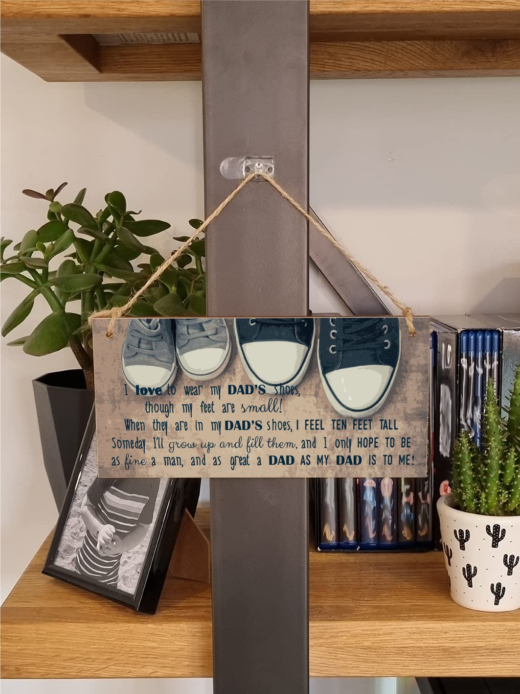 The Plum Penguin Handmade Wooden Hanging Wall Plaque Wear My Dad's Shoes Great Dad To Me Sentimental Sign