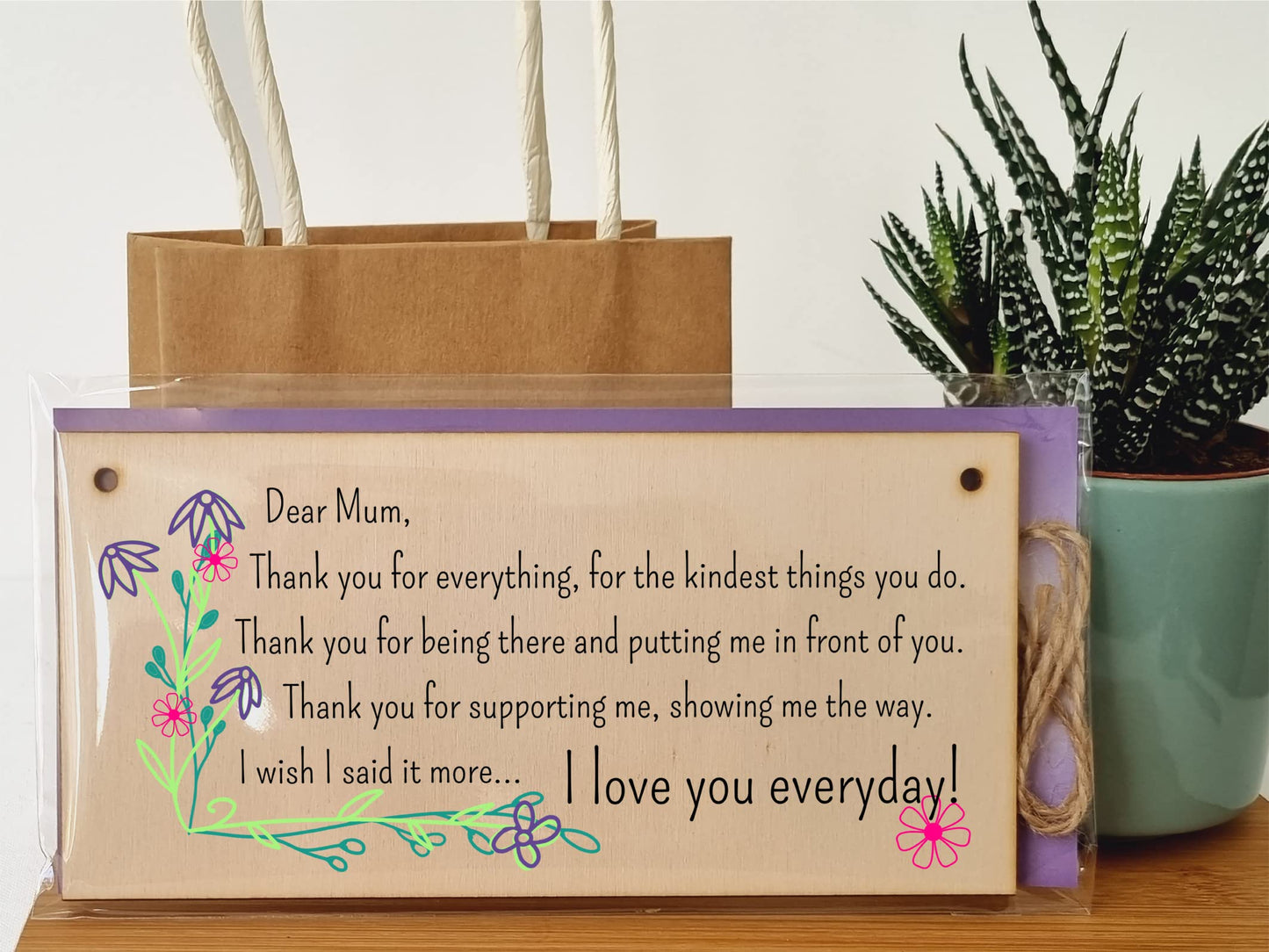 The Plum Penguin Handmade Wooden Hanging Wall Plaque Thank You Mum For Everything Love You Sentimental Gift Sign Mother's Day