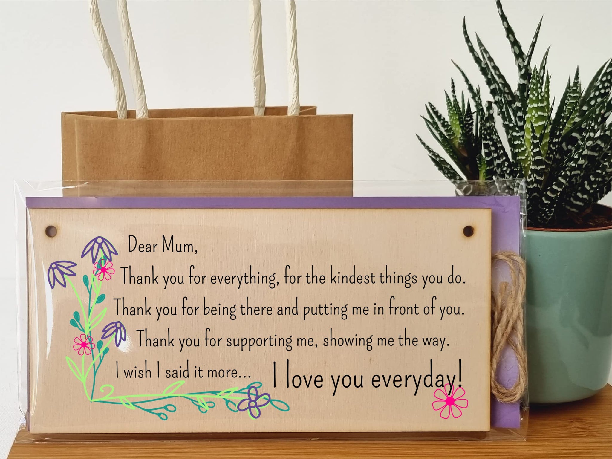 The Plum Penguin Handmade Wooden Hanging Wall Plaque Thank You Mum For Everything Love You Sentimental Gift Sign Mother's Day