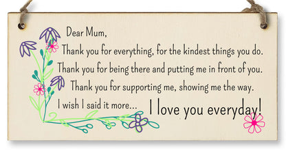 The Plum Penguin Handmade Wooden Hanging Wall Plaque Thank You Mum For Everything Love You Sentimental Gift Sign Mother's Day