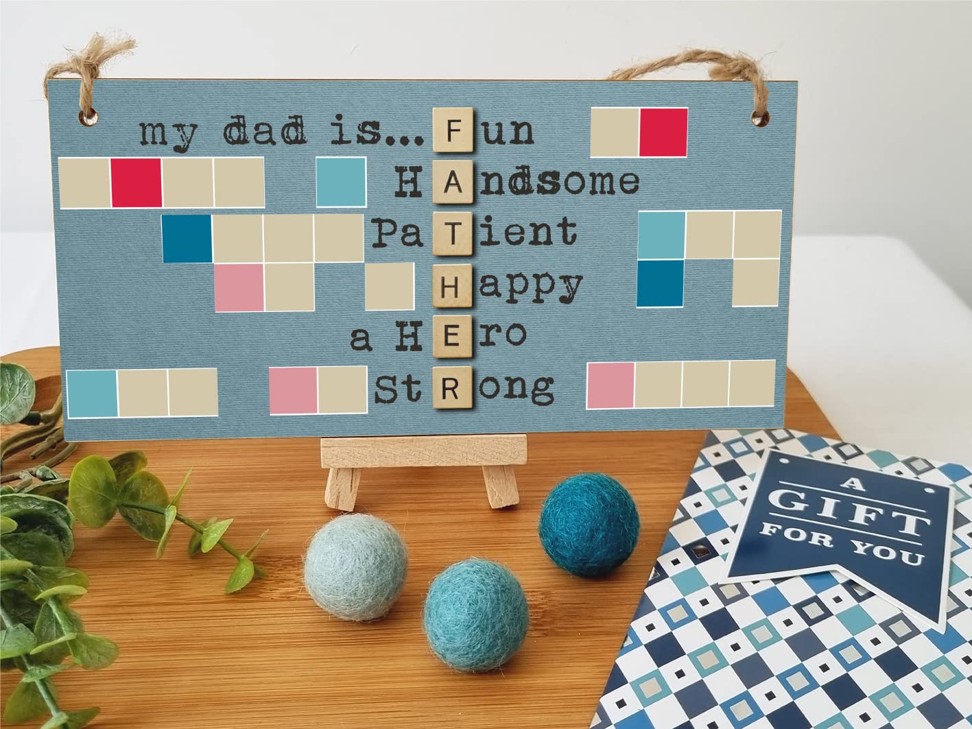 The Plum Penguin Handmade Wooden Hanging Wall Plaque My Dad Is Fun Handsome a Hero Sentimental Novelty Sign