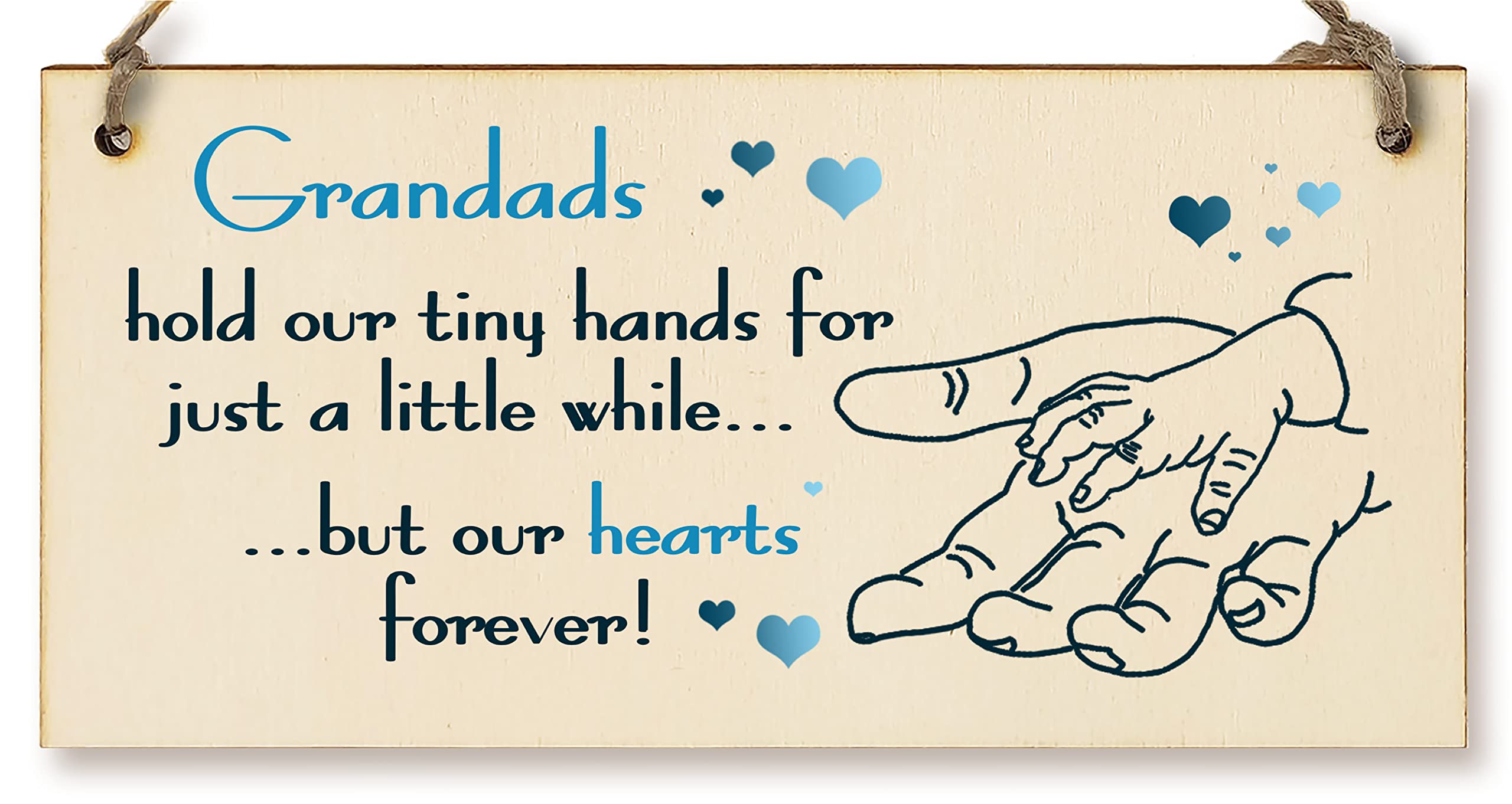 The Plum Penguin Handmade Wooden Hanging Wall Plaque Grandads Hold Little Hands Hearts Forever Sentimental Gift Father's Day