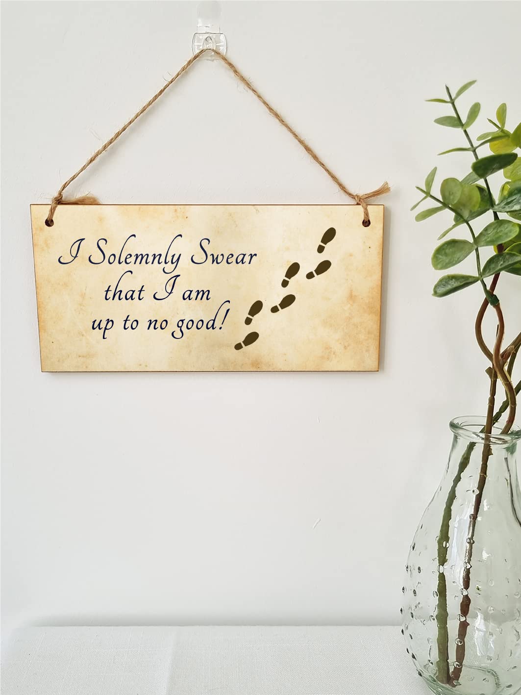 The Plum Penguin Handmade Wooden Hanging Wall Plaque I Solemnly Swear Up to No Good Fun Sign Wizards Fantasy Story