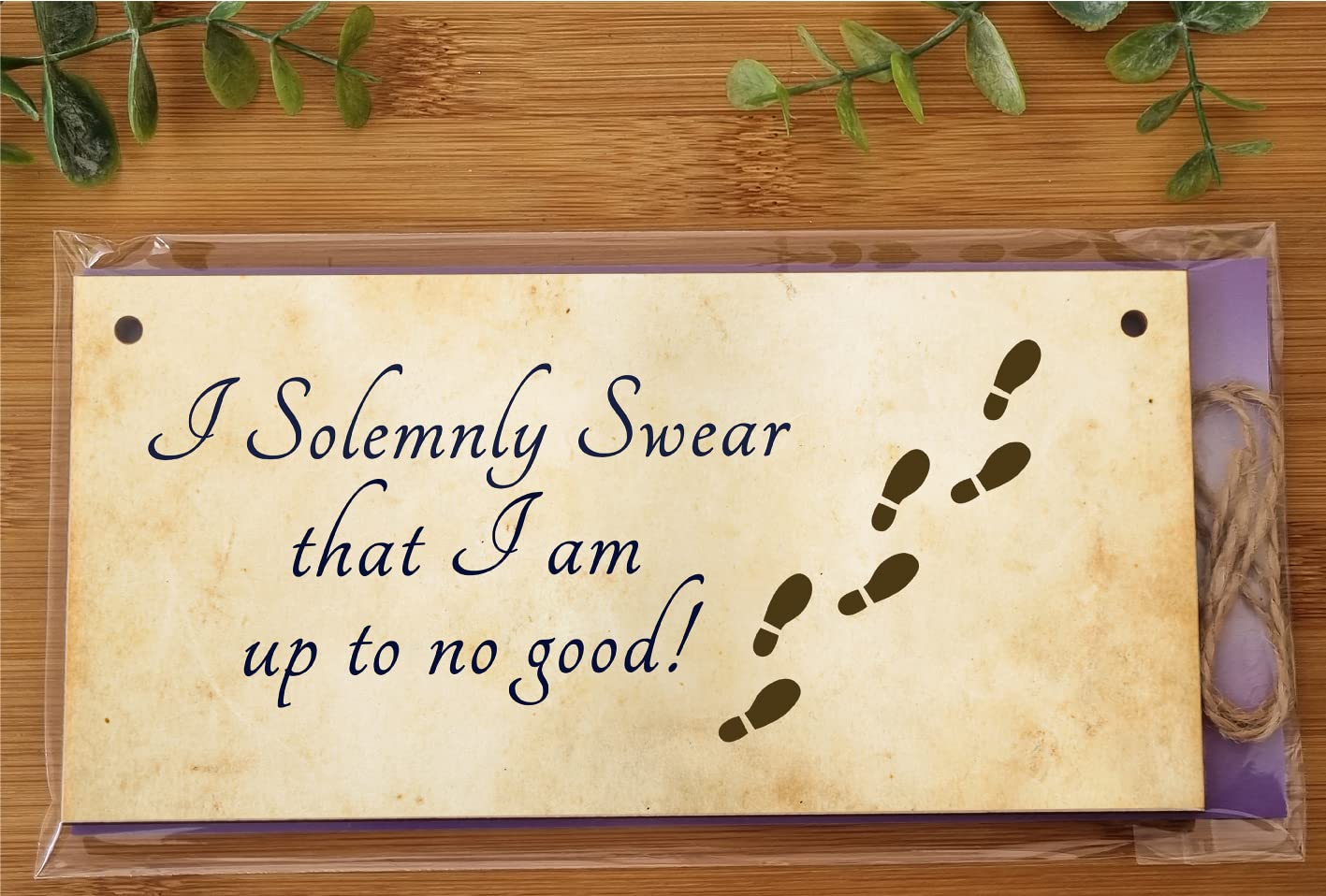 The Plum Penguin Handmade Wooden Hanging Wall Plaque I Solemnly Swear Up to No Good Fun Sign Wizards Fantasy Story
