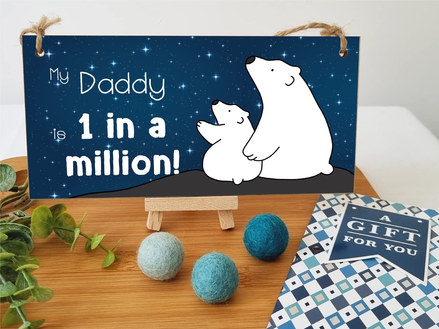 The Plum Penguin Handmade Wooden Hanging Wall Plaque My Daddy is 1 in a Million Decorative Sentimental Gift Father's Day Man Cave