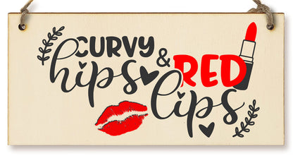 The Plum Penguin Handmade Wooden Hanging Wall Plaque Curvy Hips Red Lips Decorative Funny Friendship Gift Sassy Queen