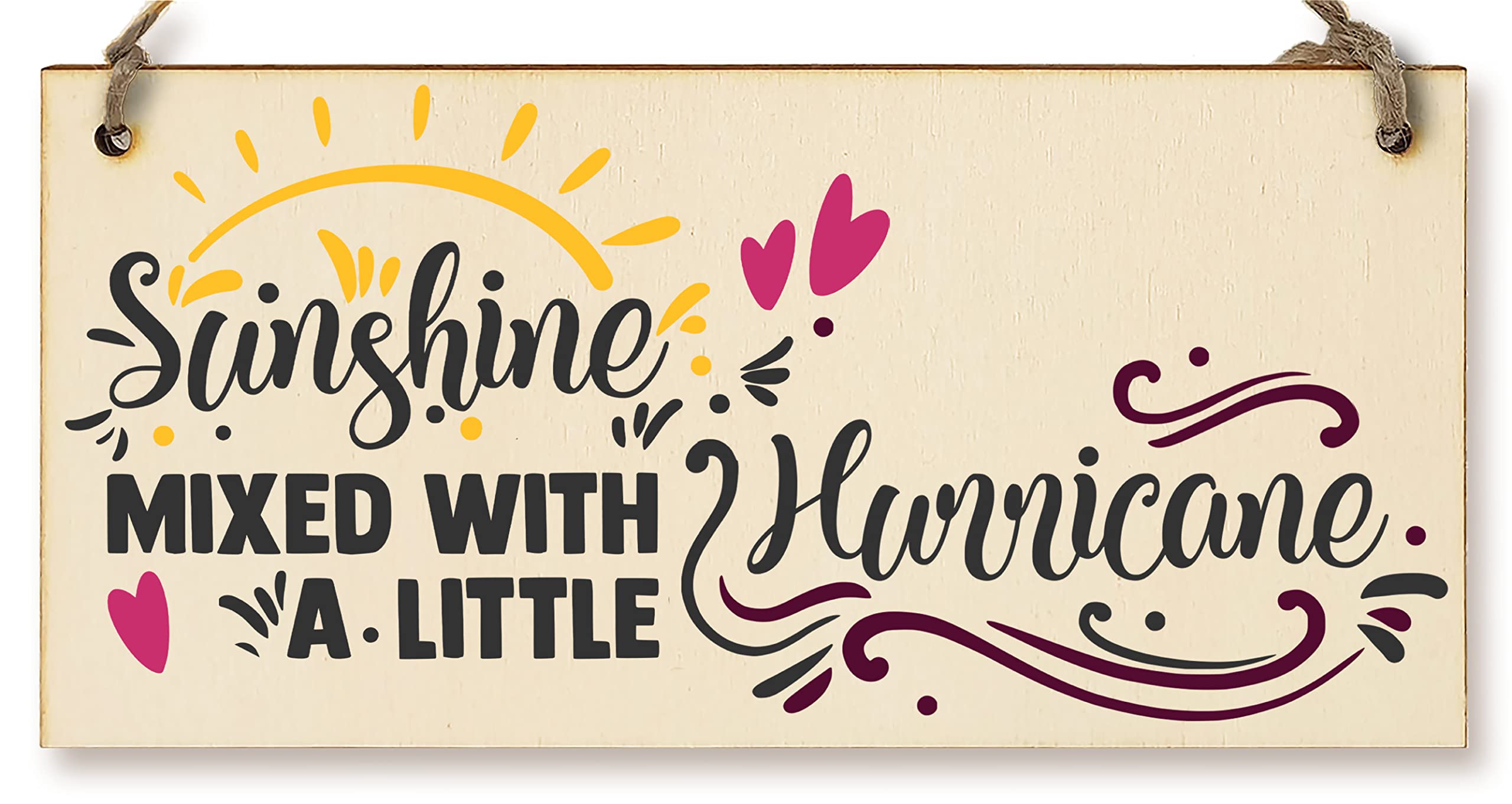 The Plum Penguin Handmade Wooden Hanging Wall Plaque Sunshine Mixed with a Little Hurricane Decorative Friendship Gift Sassy Queen