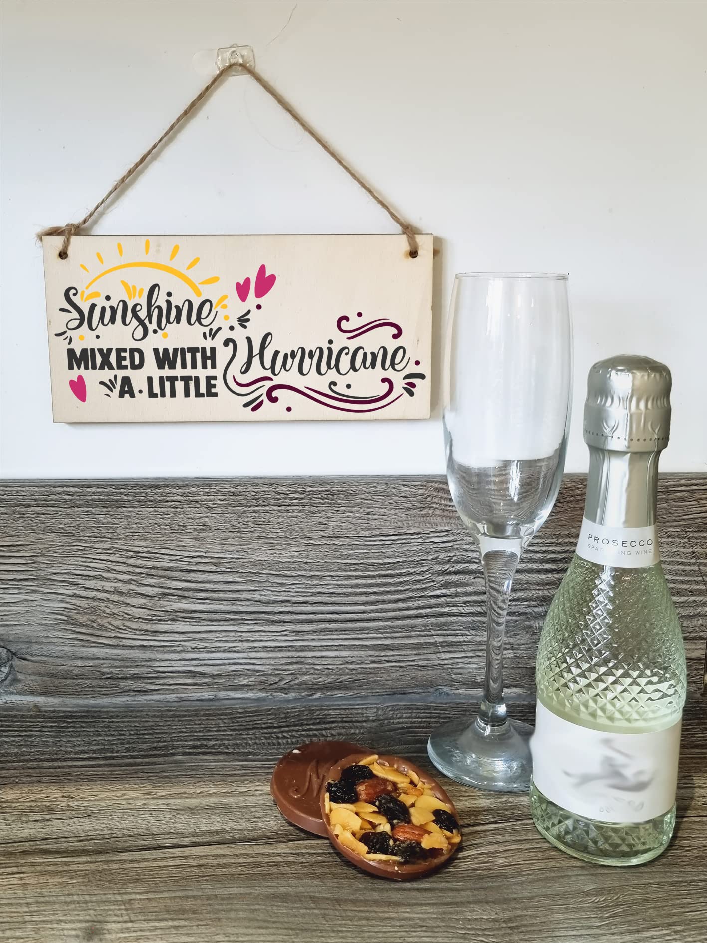 The Plum Penguin Handmade Wooden Hanging Wall Plaque Sunshine Mixed with a Little Hurricane Decorative Friendship Gift Sassy Queen